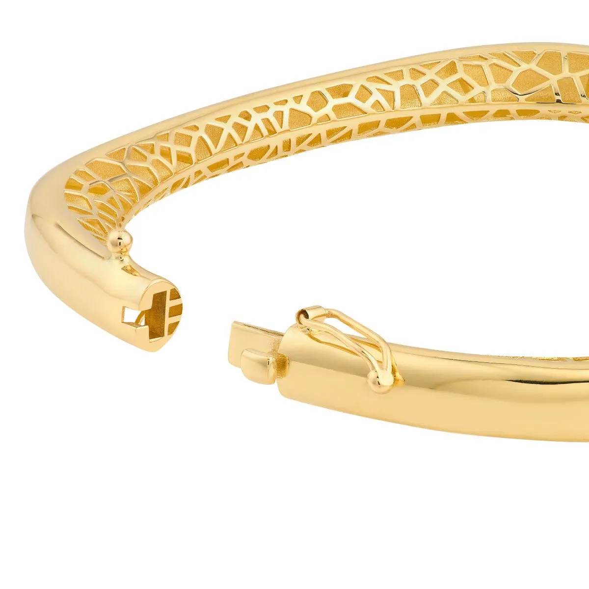 14K Yellow Gold Polished Semi Round Bangle Bracelet