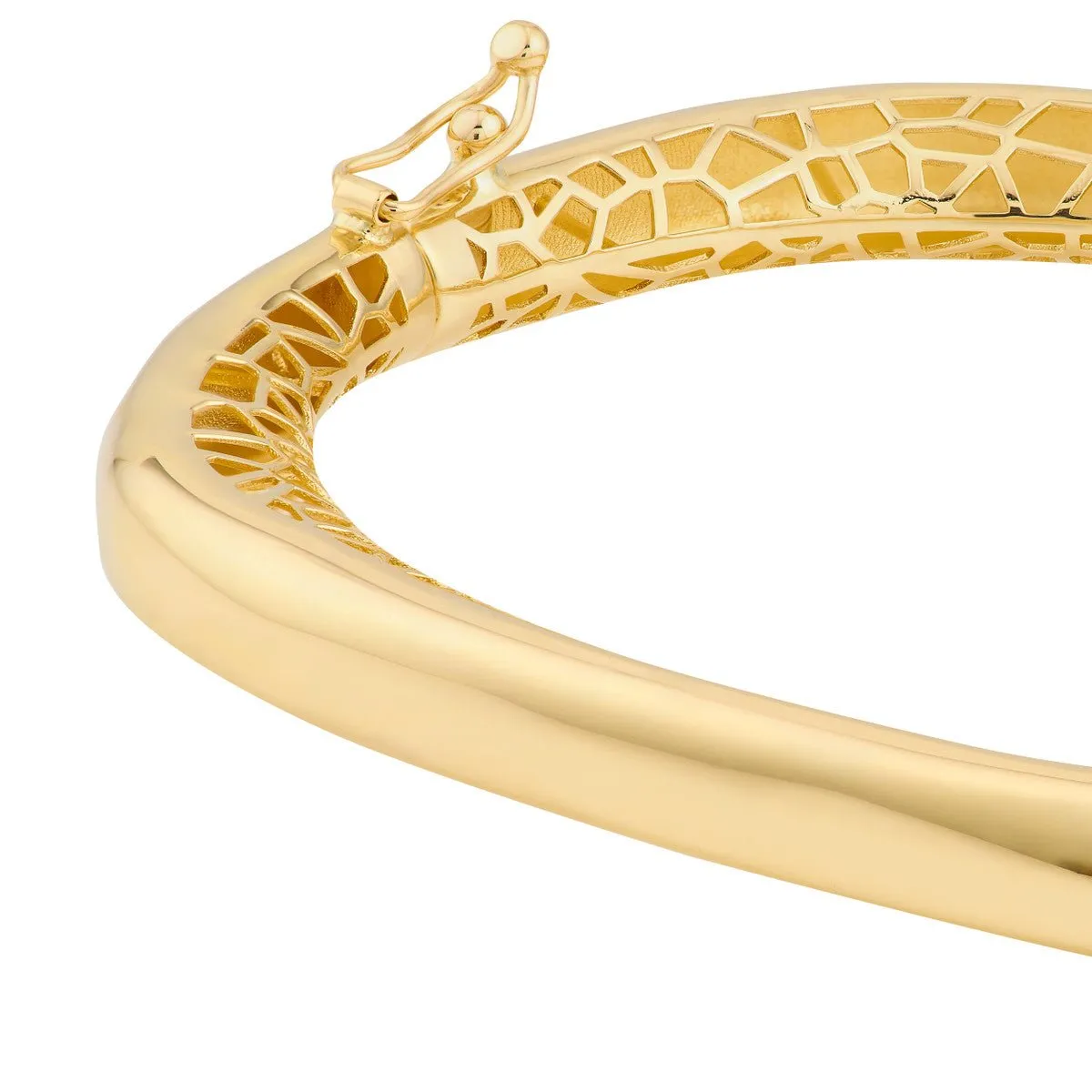 14K Yellow Gold Polished Semi Round Bangle Bracelet