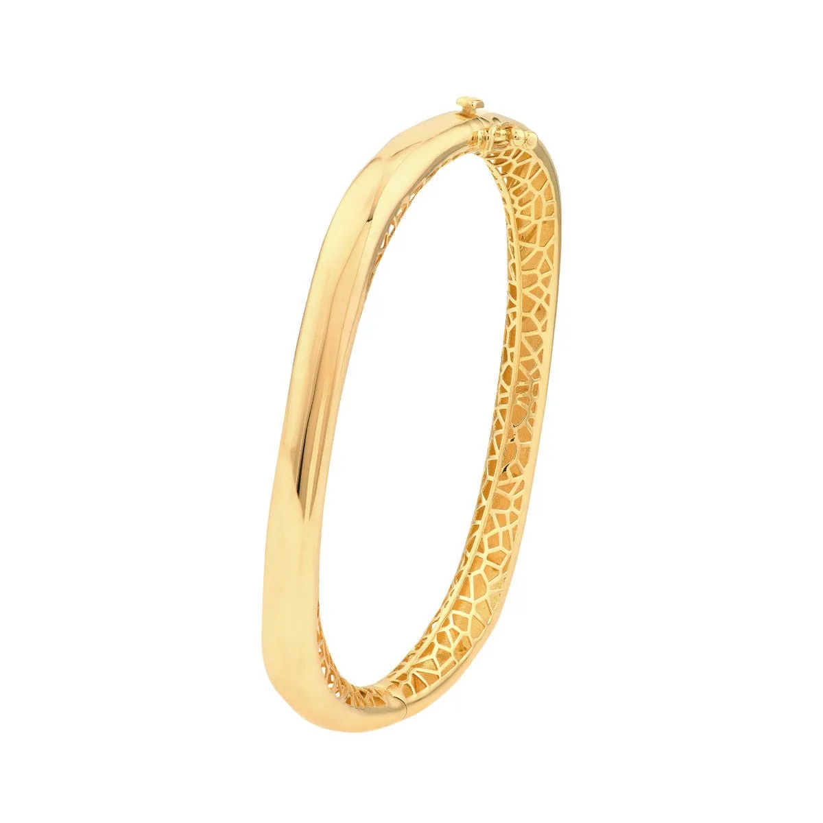 14K Yellow Gold Polished Semi Round Bangle Bracelet