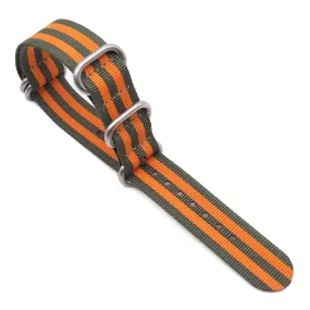 18mm 5 Rings Zulu Military Style Multi Color Nylon Watch Strap, Green & Orange