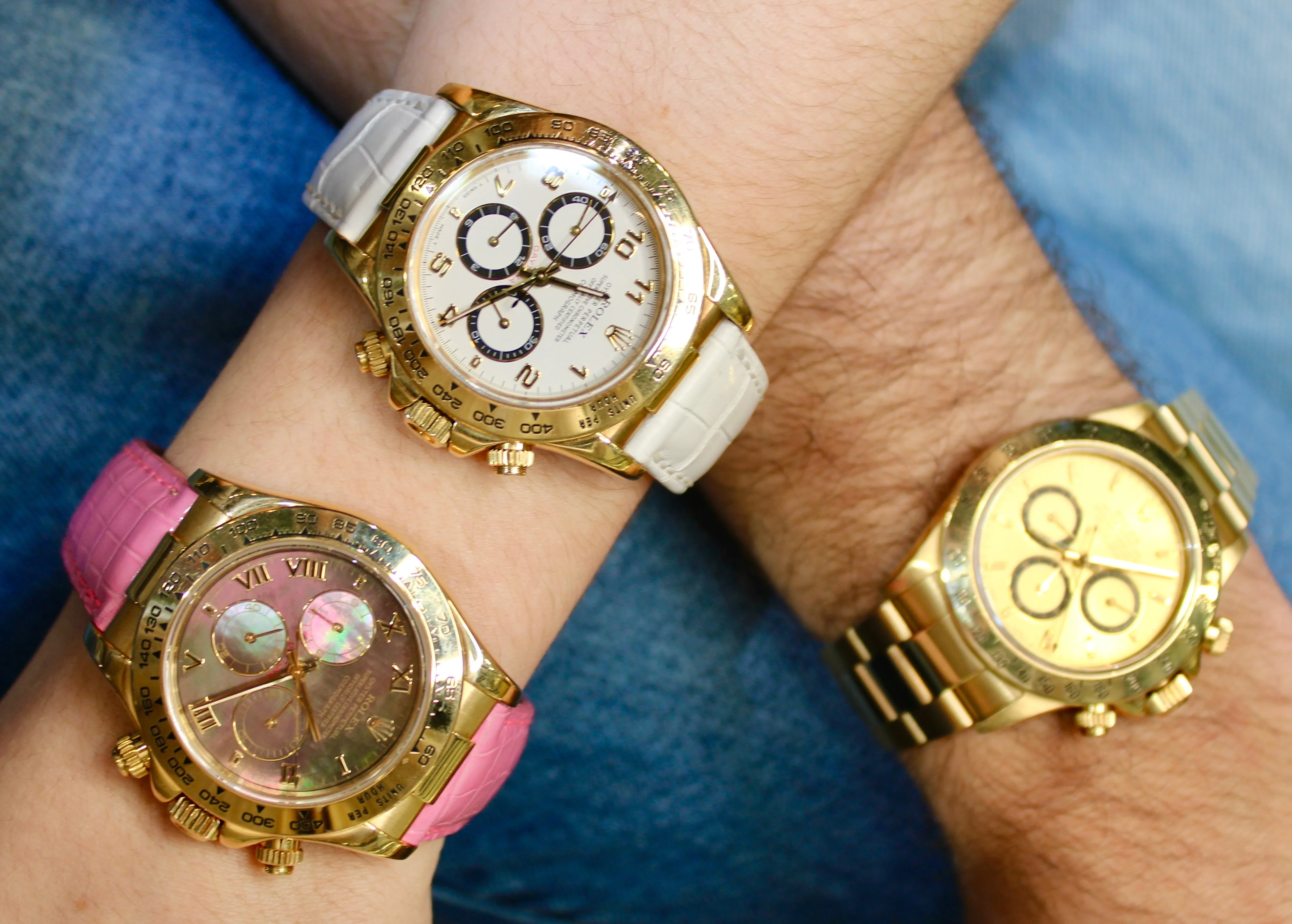 2001 Rolex Daytona ref 116518 with Pink or Blue Alligator Strap