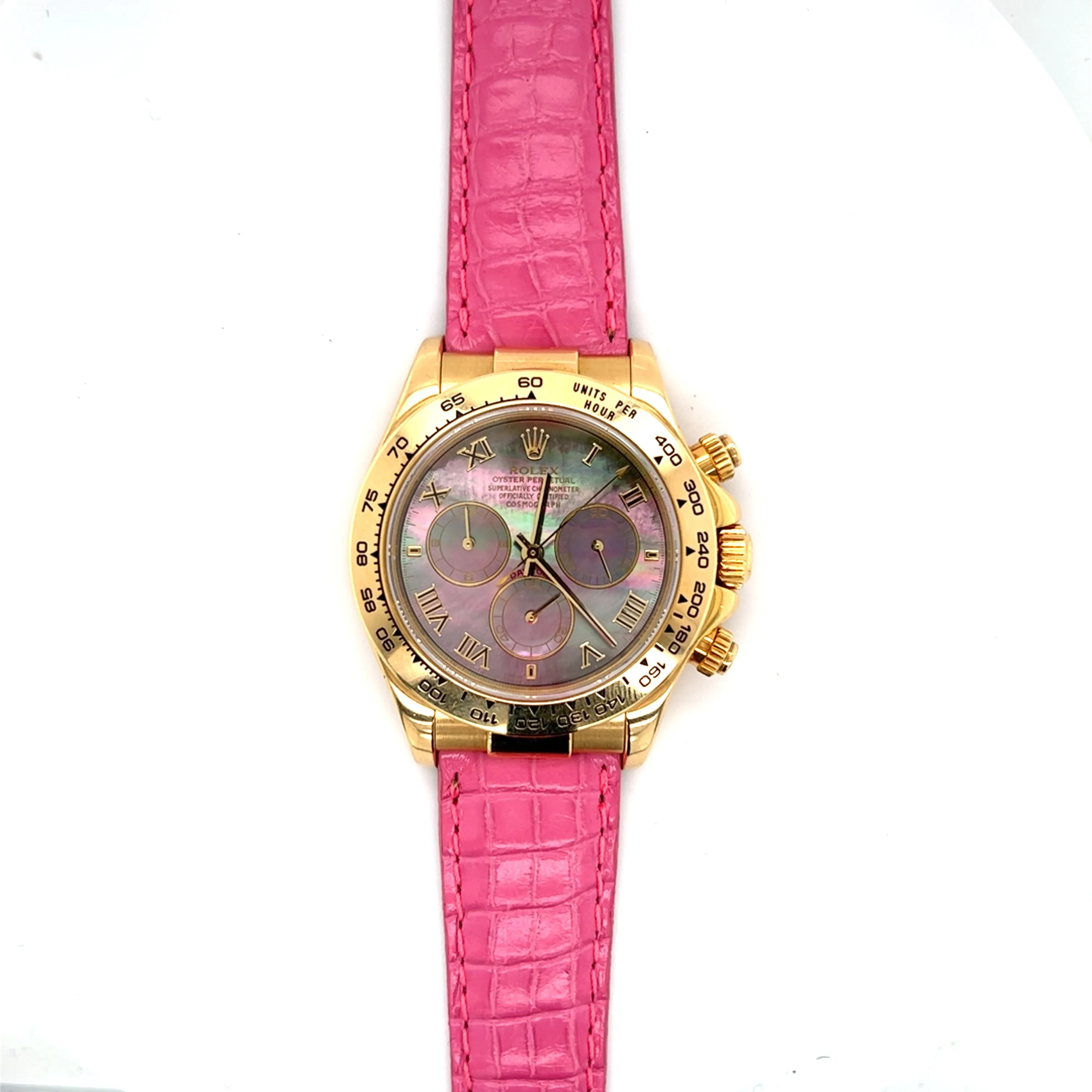 2001 Rolex Daytona ref 116518 with Pink or Blue Alligator Strap