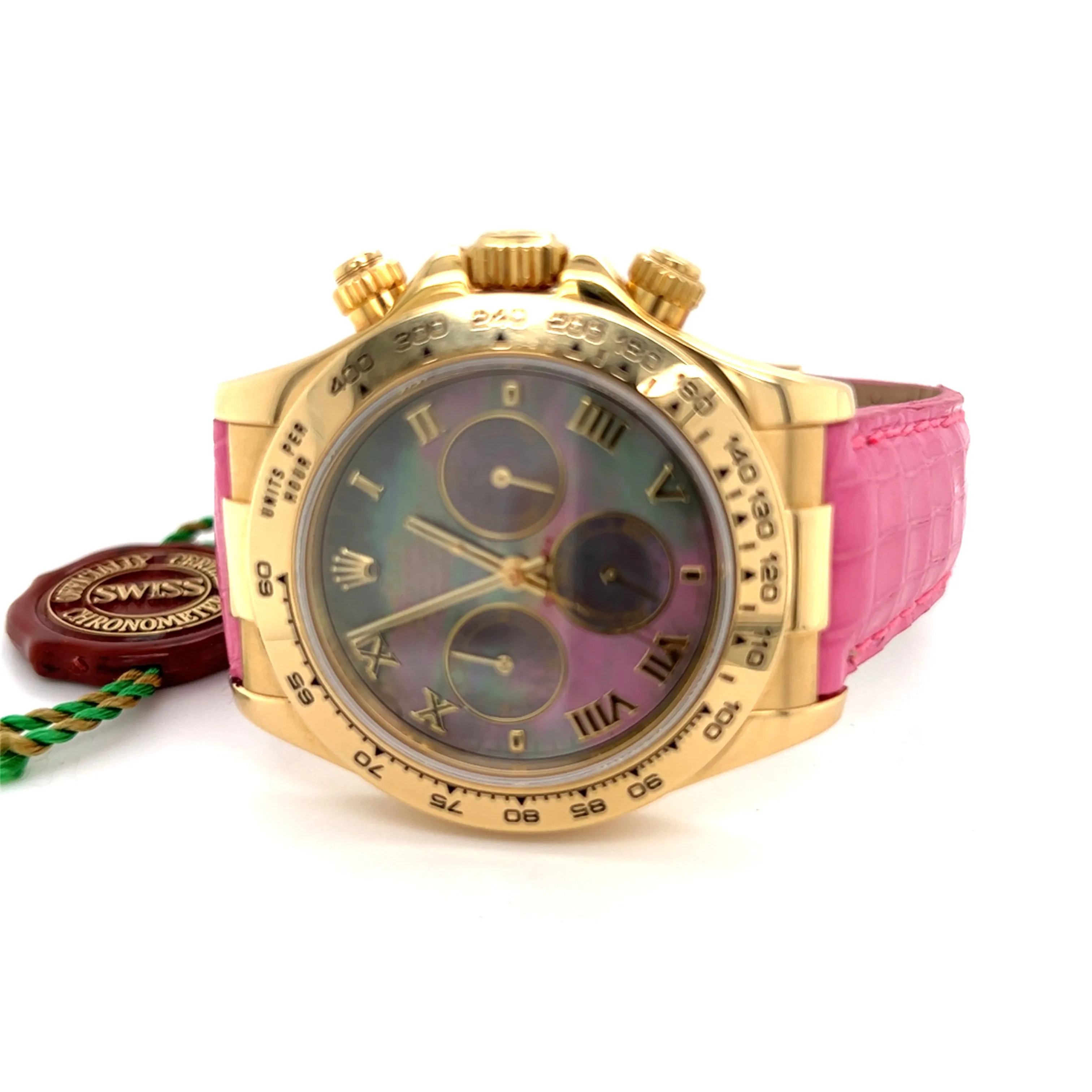 2001 Rolex Daytona ref 116518 with Pink or Blue Alligator Strap