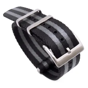 20mm, 22mm Military Style Multi Color Seat Belt Nylon Watch Strap For Omega, Black & Gray