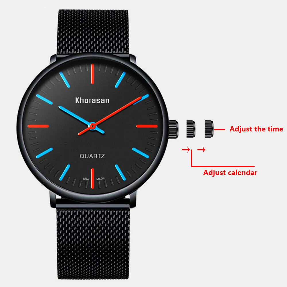 3 Colors Men Alloy Contrast Color Pointer Business Casual Quartz Watch