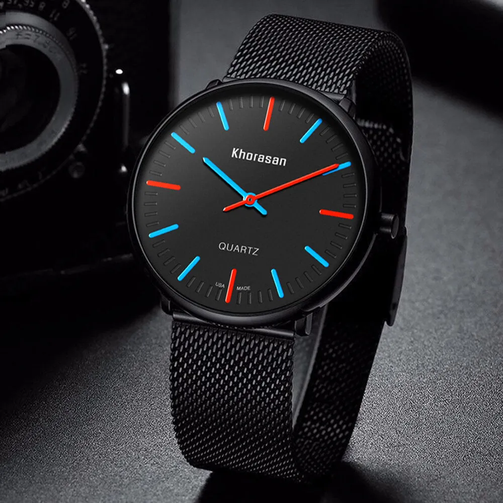 3 Colors Men Alloy Contrast Color Pointer Business Casual Quartz Watch