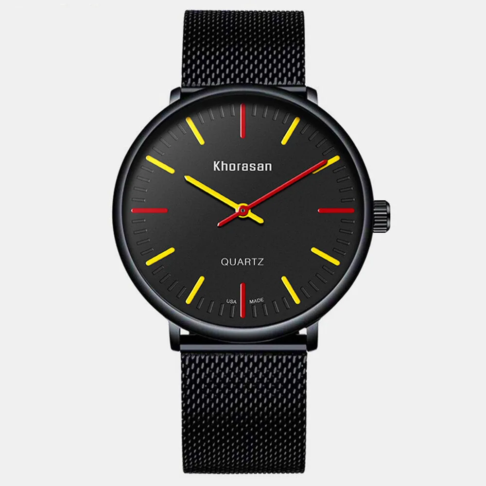 3 Colors Men Alloy Contrast Color Pointer Business Casual Quartz Watch