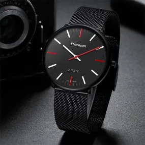 3 Colors Men Alloy Contrast Color Pointer Business Casual Quartz Watch