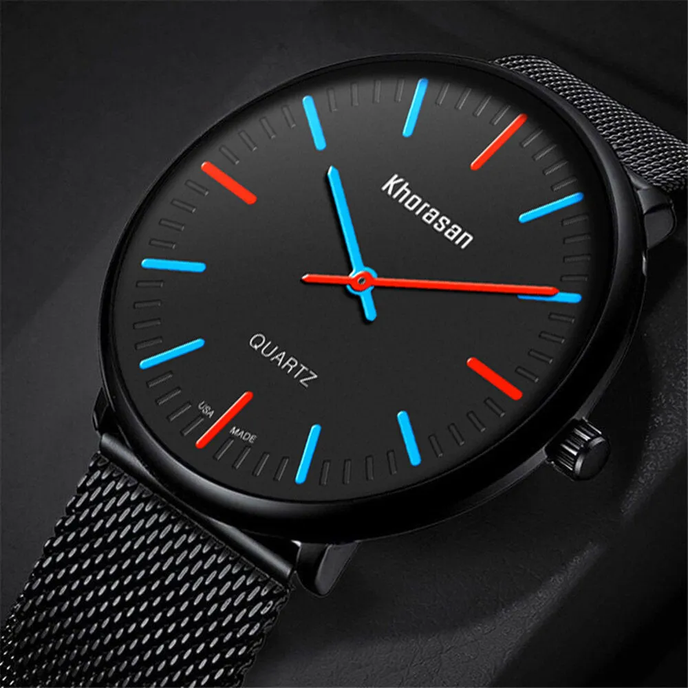 3 Colors Men Alloy Contrast Color Pointer Business Casual Quartz Watch