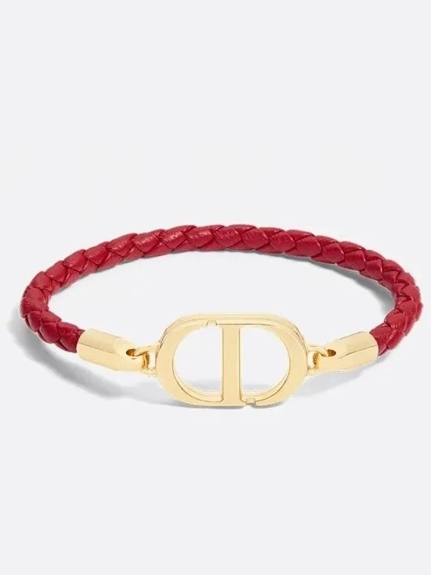 30 Montaigne Leather Bracelet Gold Finish Metal Garnet Red