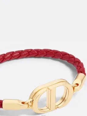 30 Montaigne Leather Bracelet Gold Finish Metal Garnet Red