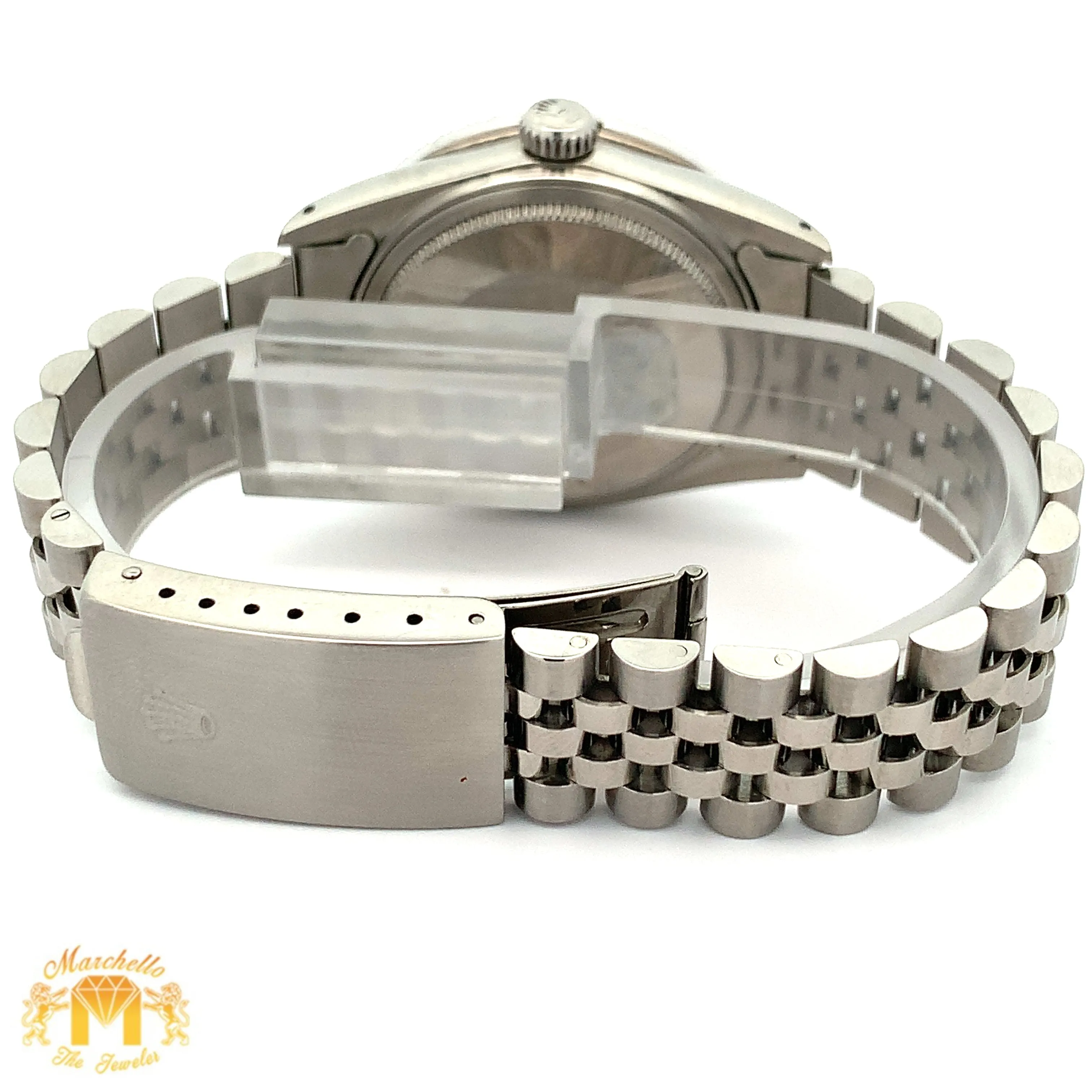 36mm Rolex Diamond Watch with Stainless Steel Jubilee Bracelet (Navy blue dial with diamonds)