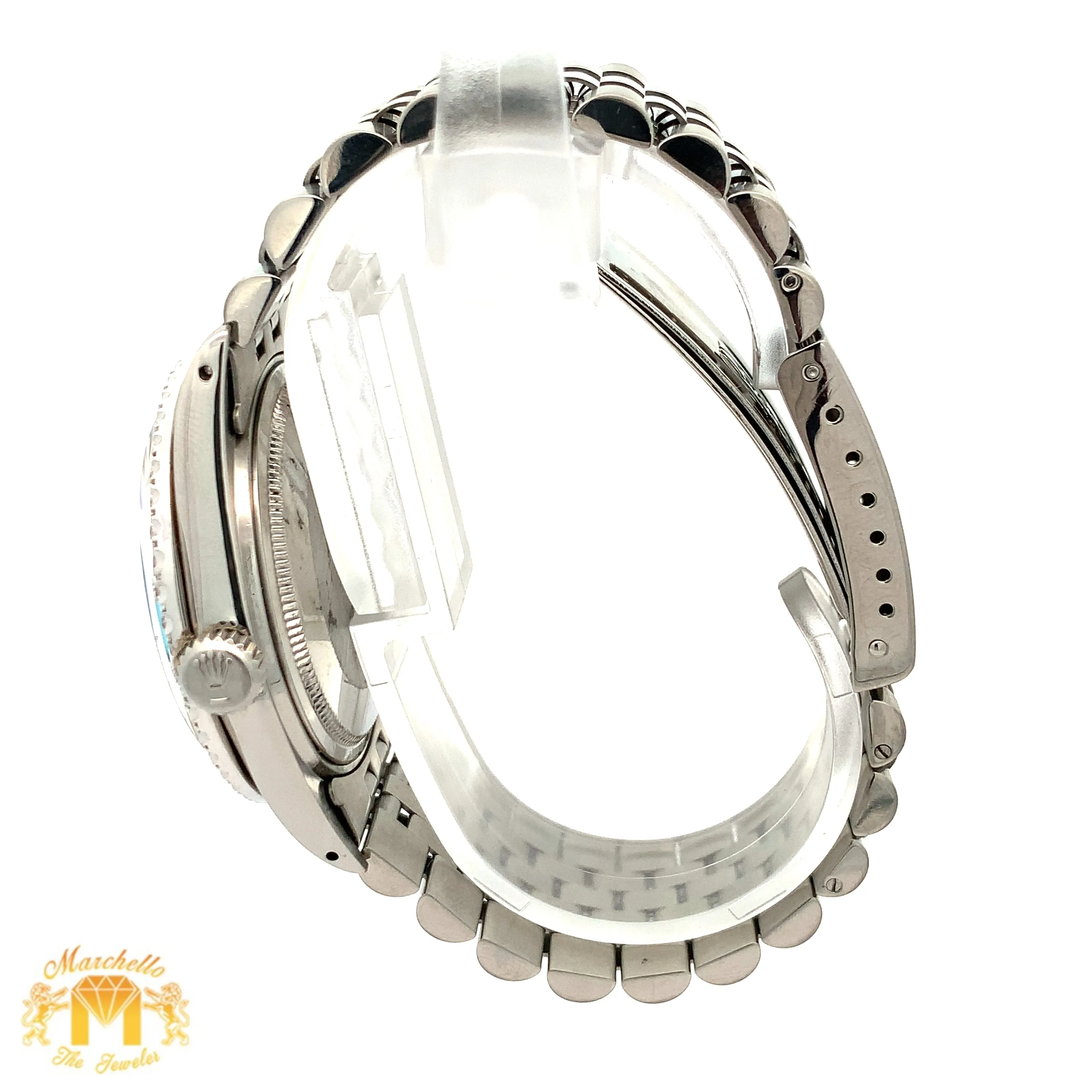 36mm Rolex Diamond Watch with Stainless Steel Jubilee Bracelet (Navy blue dial with diamonds)