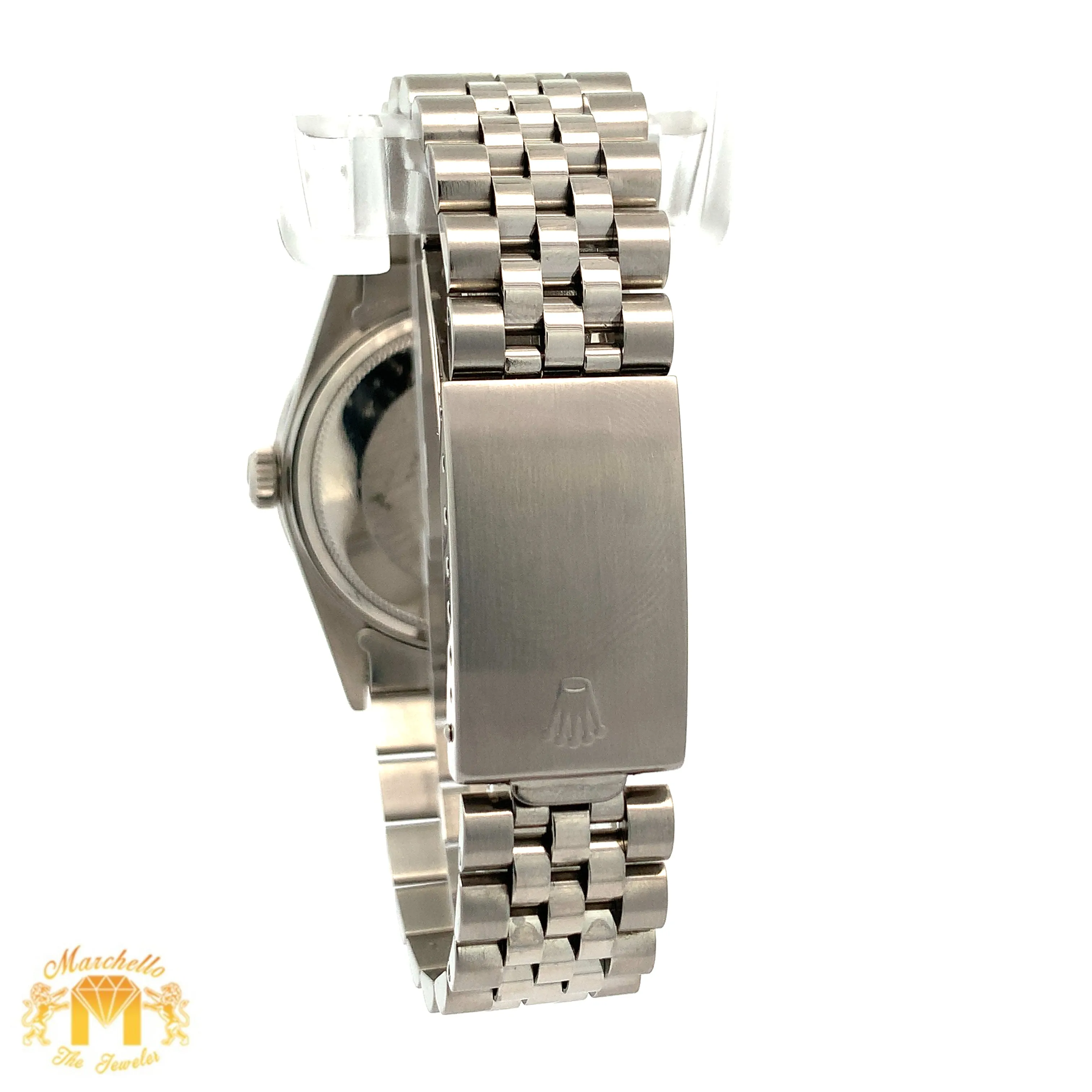 36mm Rolex Diamond Watch with Stainless Steel Jubilee Bracelet (Navy blue dial with diamonds)