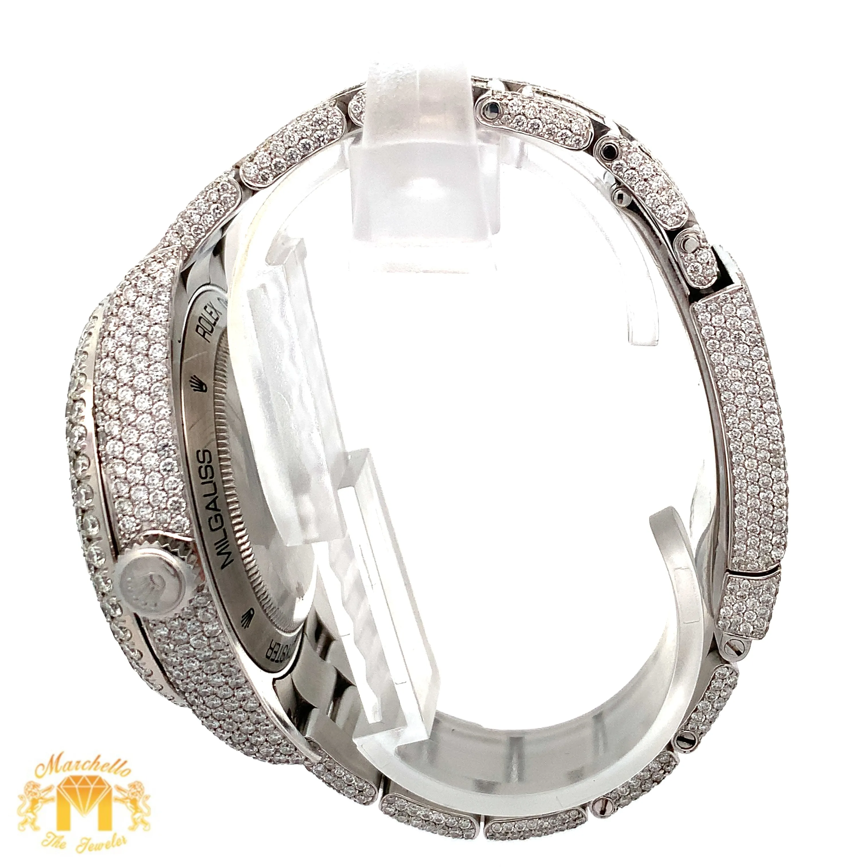 40mm Iced out Rolex Milgauss Watch with Stainless Steel Oyster Bracelet