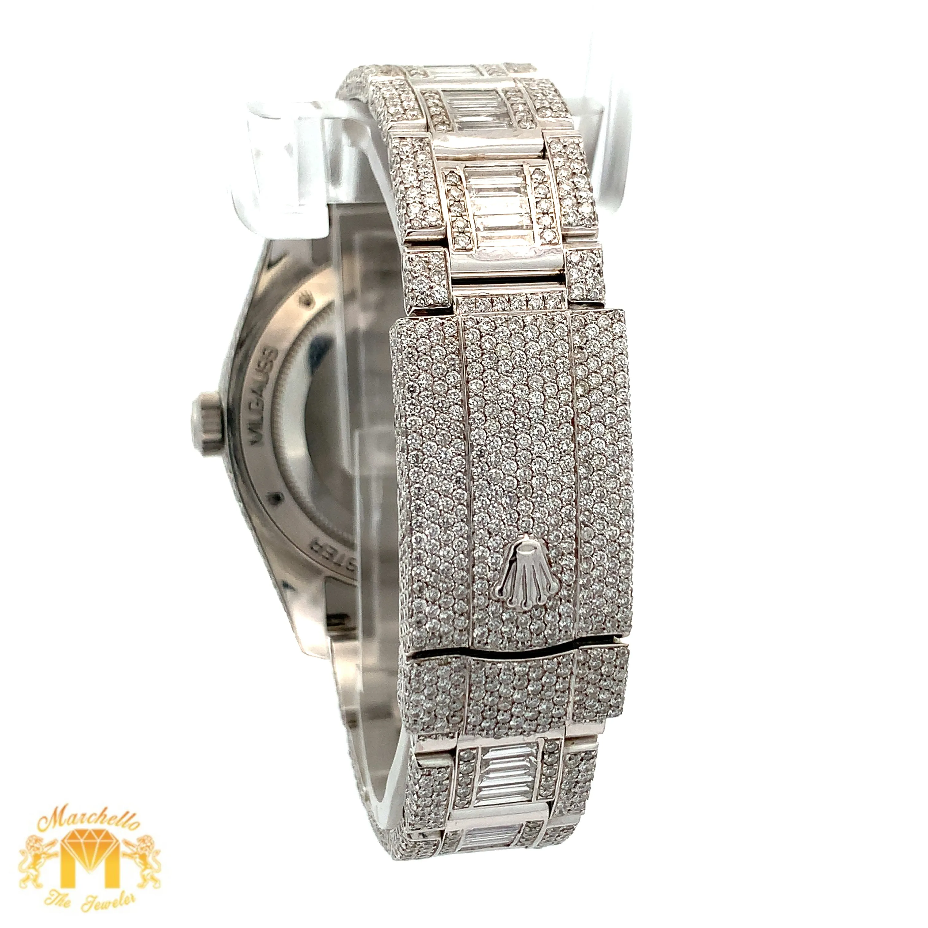 40mm Iced out Rolex Milgauss Watch with Stainless Steel Oyster Bracelet