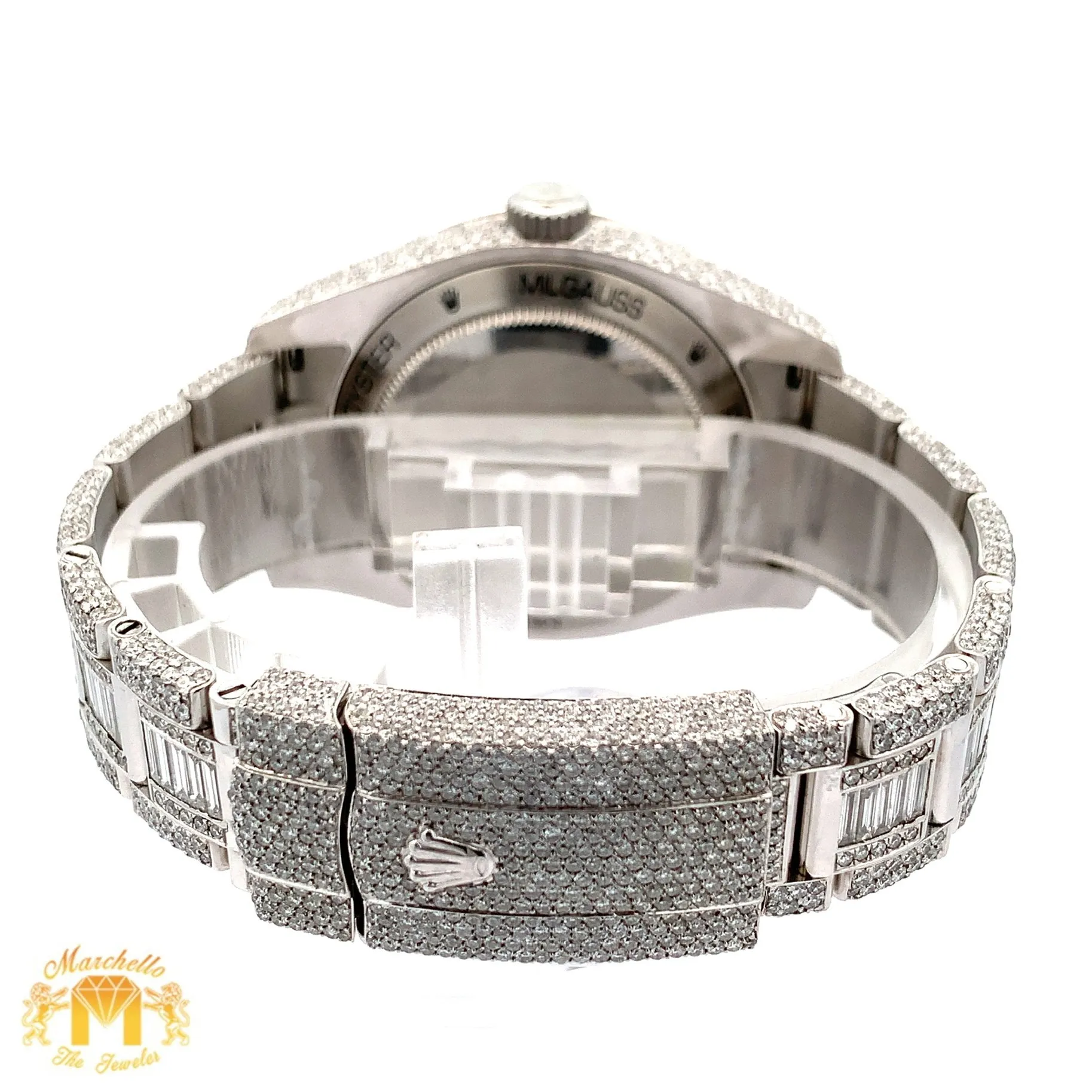 40mm Iced out Rolex Milgauss Watch with Stainless Steel Oyster Bracelet