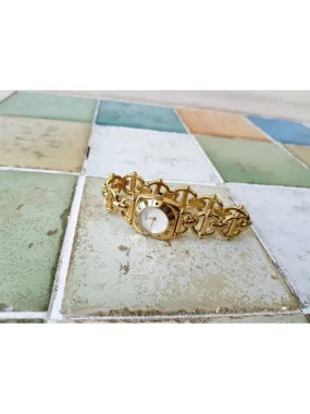 6400L mother of pearl gold plated women s watch