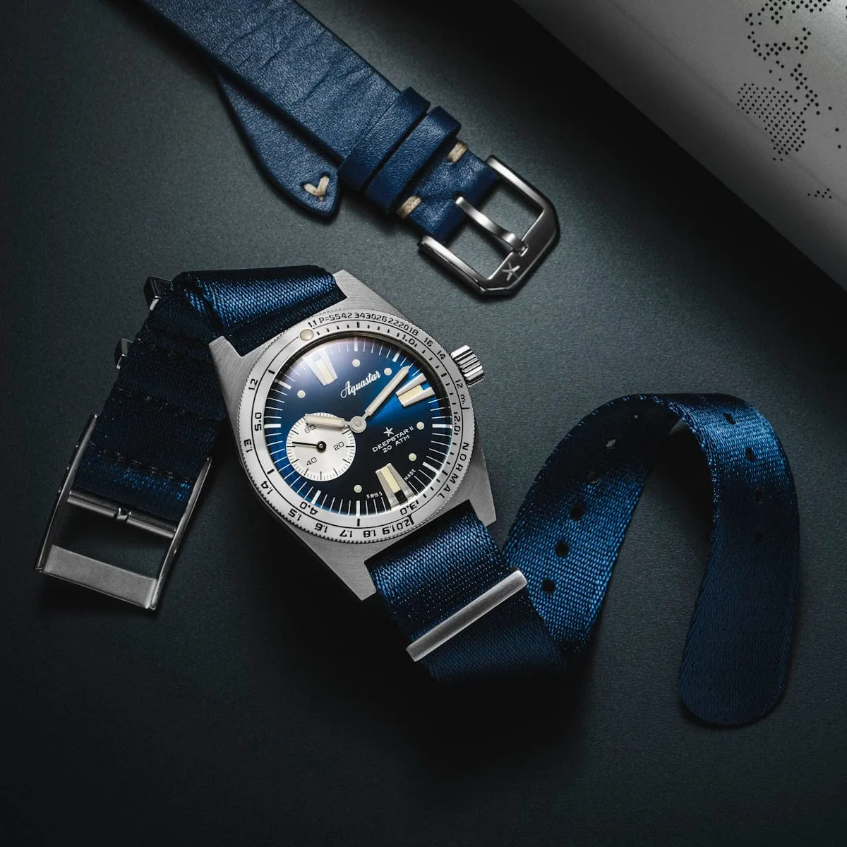 Aquastar Deepstar 2 37mm Blue Ray Dial Nylon Strap