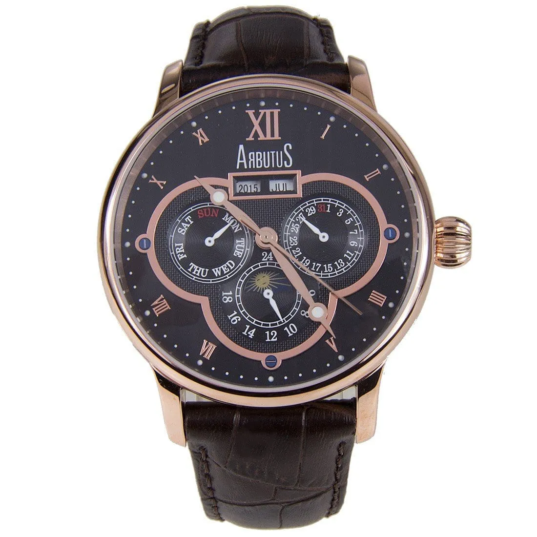 AR905RBF Arbutus Automatic Analog Leather Strap Mens Casual Watch