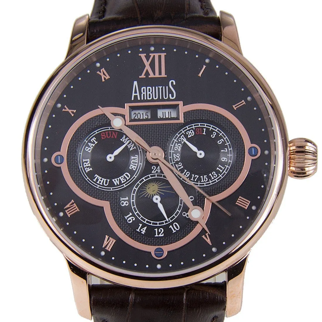 AR905RBF Arbutus Automatic Analog Leather Strap Mens Casual Watch