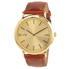 Arvo Gold Time Sawyer Watch - Brown Leather