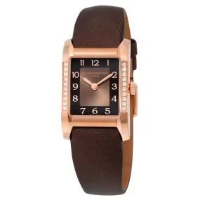 Baume and Mercier Hampton Brown Dial Diamond 18kt Rose Gold Brown Satin Ladies Watch 10093