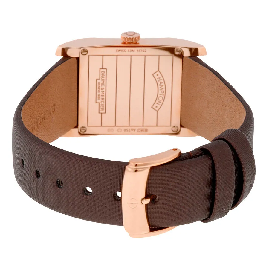Baume and Mercier Hampton Brown Dial Diamond 18kt Rose Gold Brown Satin Ladies Watch 10093
