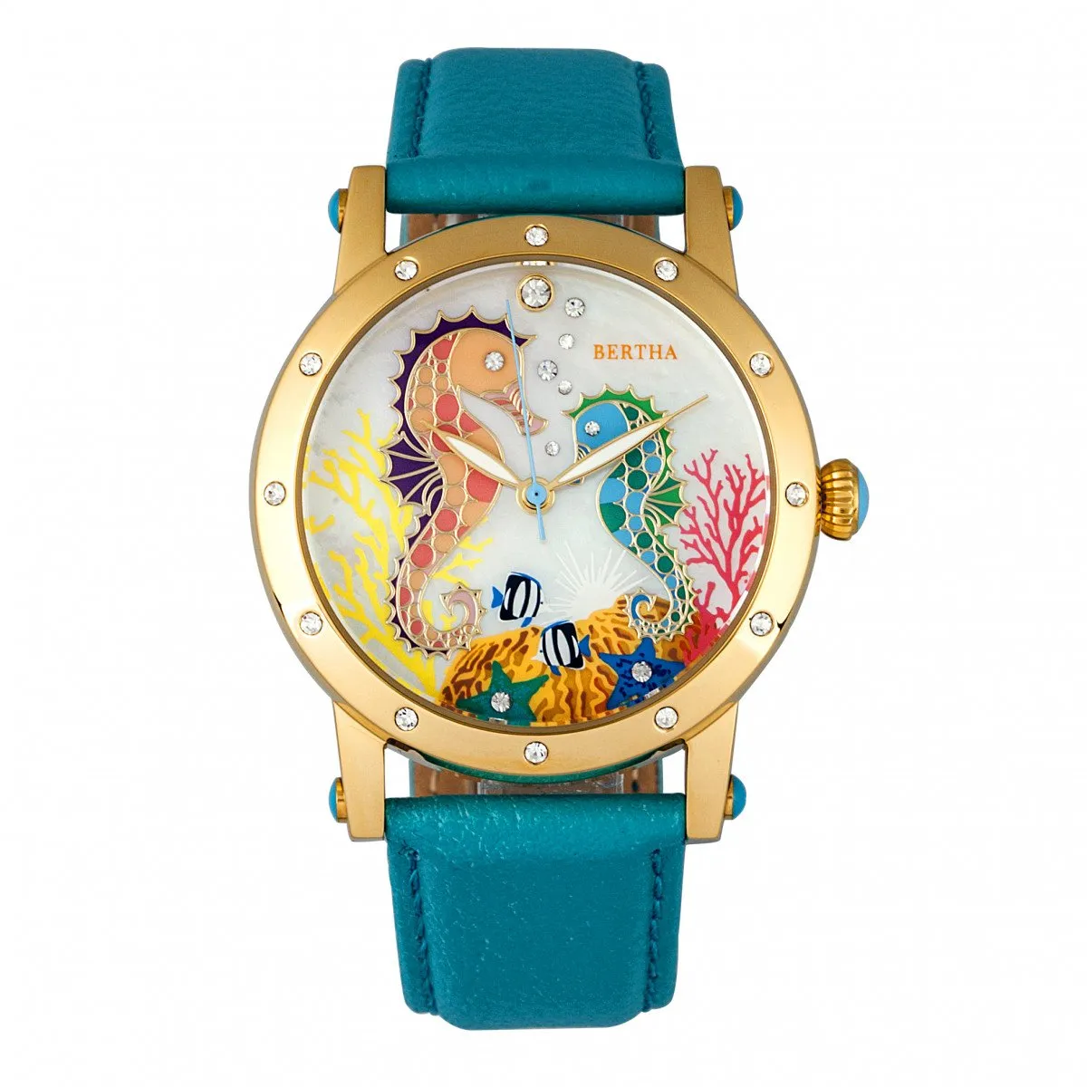 Bertha Morgan MOP Leather-Band Ladies Watch
