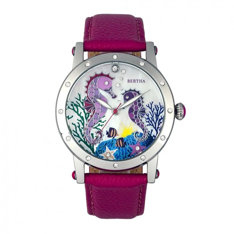 Bertha Morgan MOP Leather-Band Ladies Watch