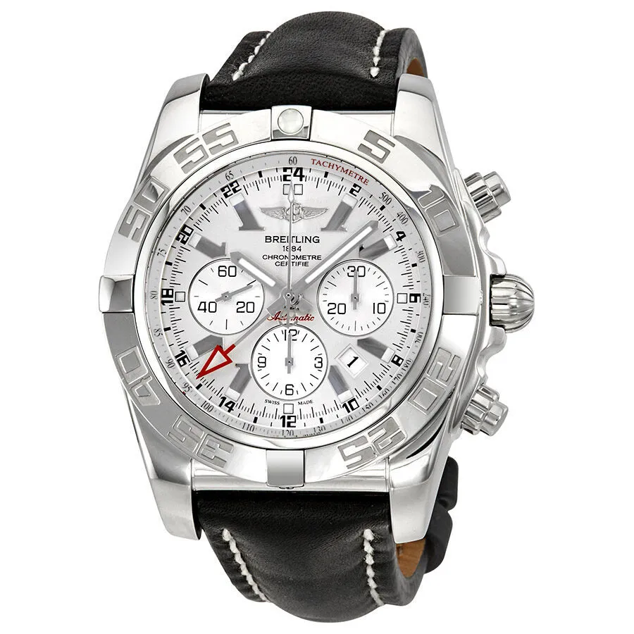 Breitling Chronomat GMT Silver Dial Black Leather Mesn Watch AB041012/G719BKLT AB041012-G719-441X-A20BA.1