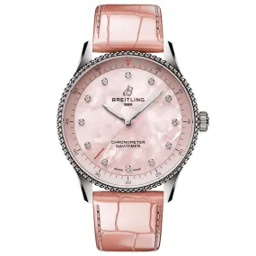 Breitling Navitimer 32mm Pink MOP Dial Quartz Ladies Watch A77320D91K1P1