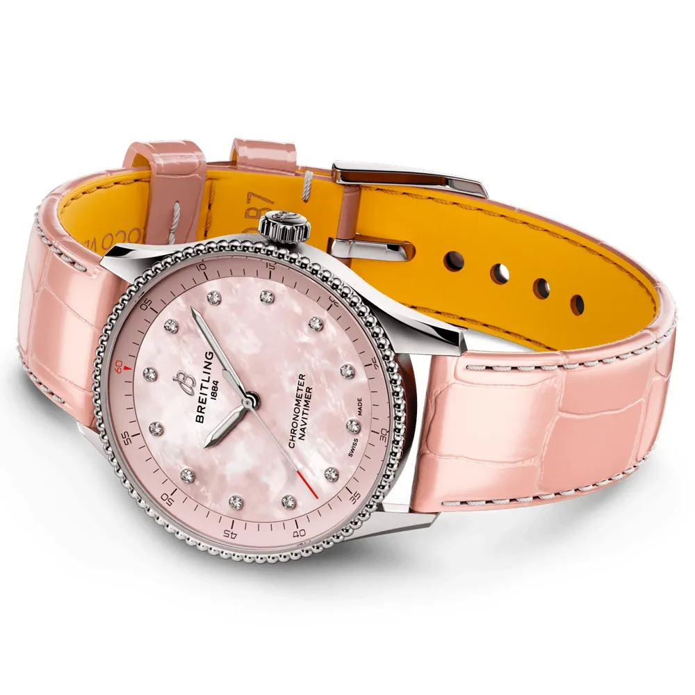 Breitling Navitimer 32mm Pink MOP Dial Quartz Ladies Watch A77320D91K1P1