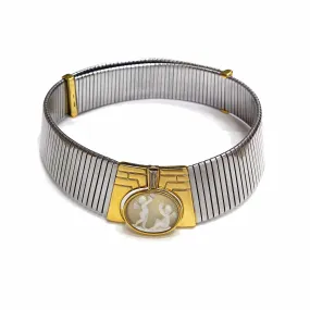 Bulgari Cameo Diamond Gold and Steel Necklace ASC5364
