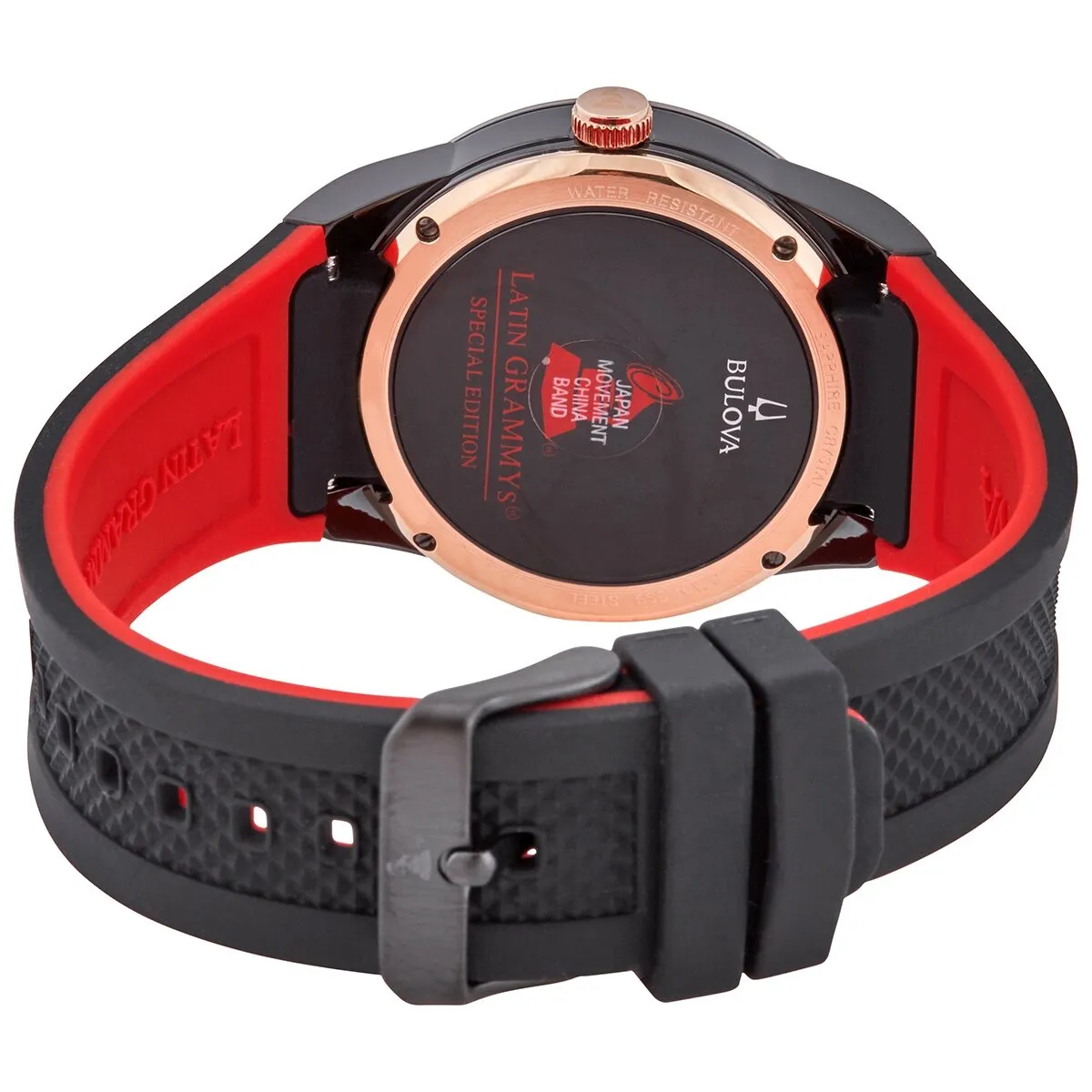 Bulova Latin Grammy Quartz Black Dial Black Silicone Men's Watch 98B321
