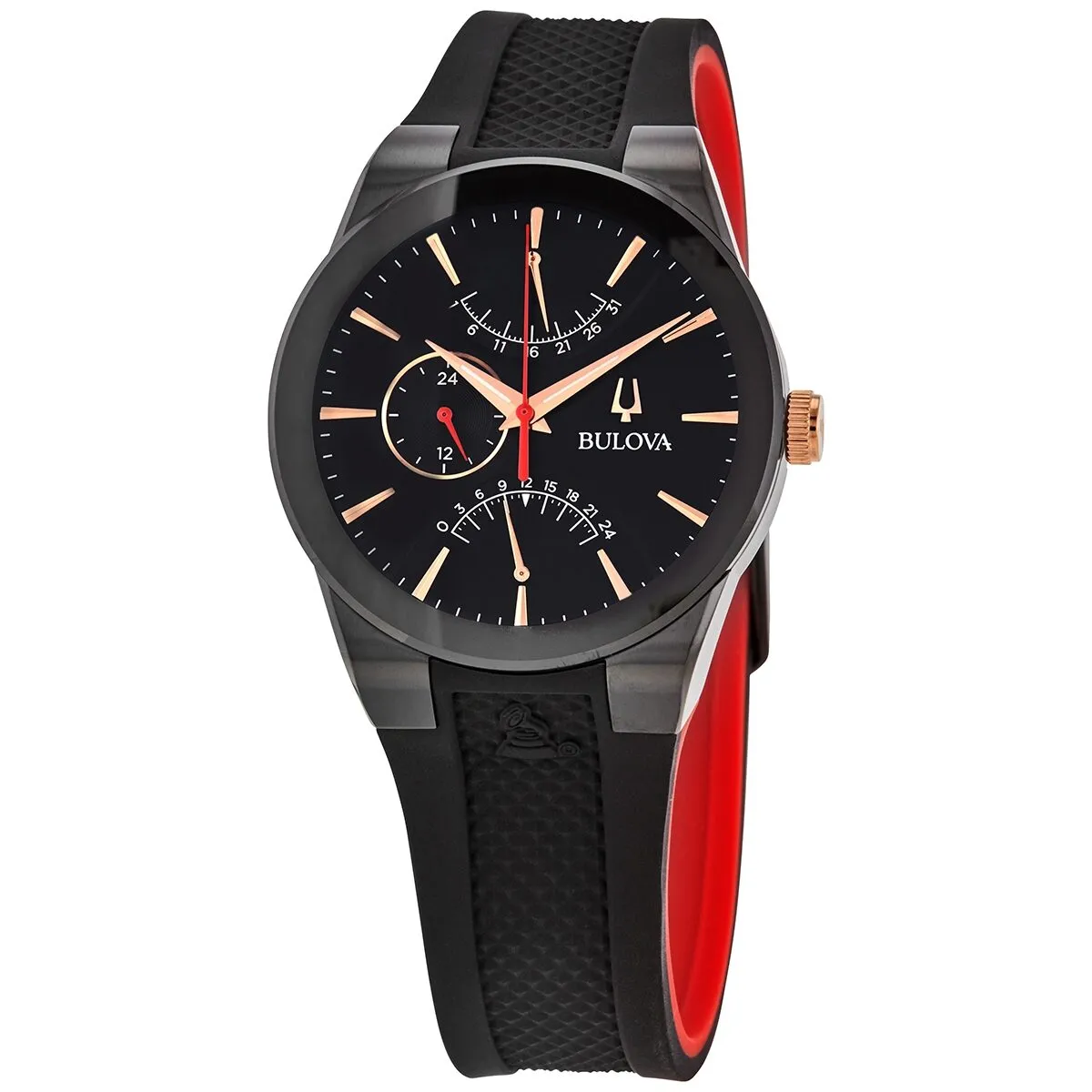 Bulova Latin Grammy Quartz Black Dial Black Silicone Men's Watch 98B321