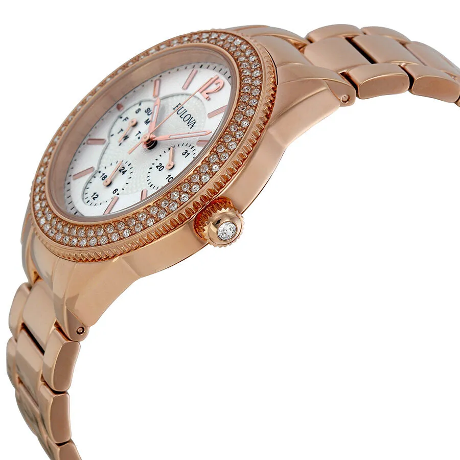 Bulova Multi-Function Silver Dial Rose Gold-plated Ladies Watch 97N101