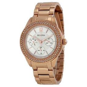 Bulova Multi-Function Silver Dial Rose Gold-plated Ladies Watch 97N101