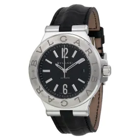 Bvlgari Diagono Black Dial Black Leather Men's Watch 101621 DG40BSLD