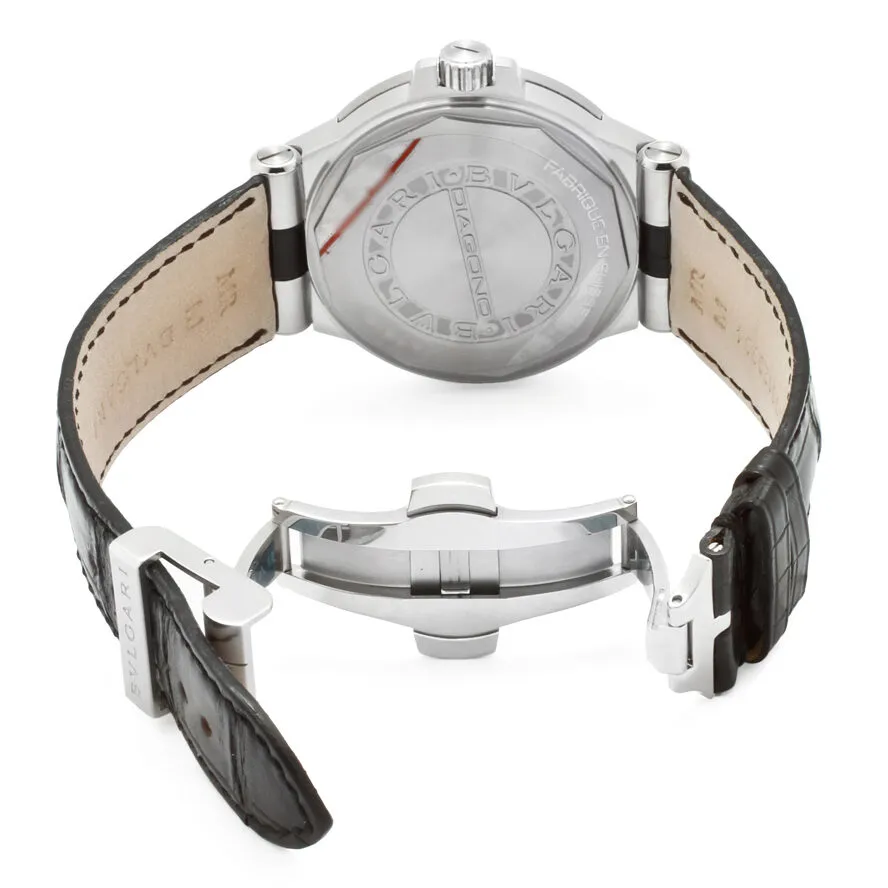 Bvlgari Diagono Black Dial Black Leather Men's Watch 101621 DG40BSLD
