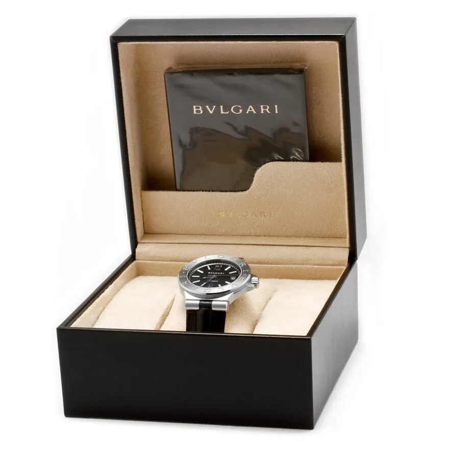 Bvlgari Diagono Black Dial Black Leather Men's Watch 101621 DG40BSLD
