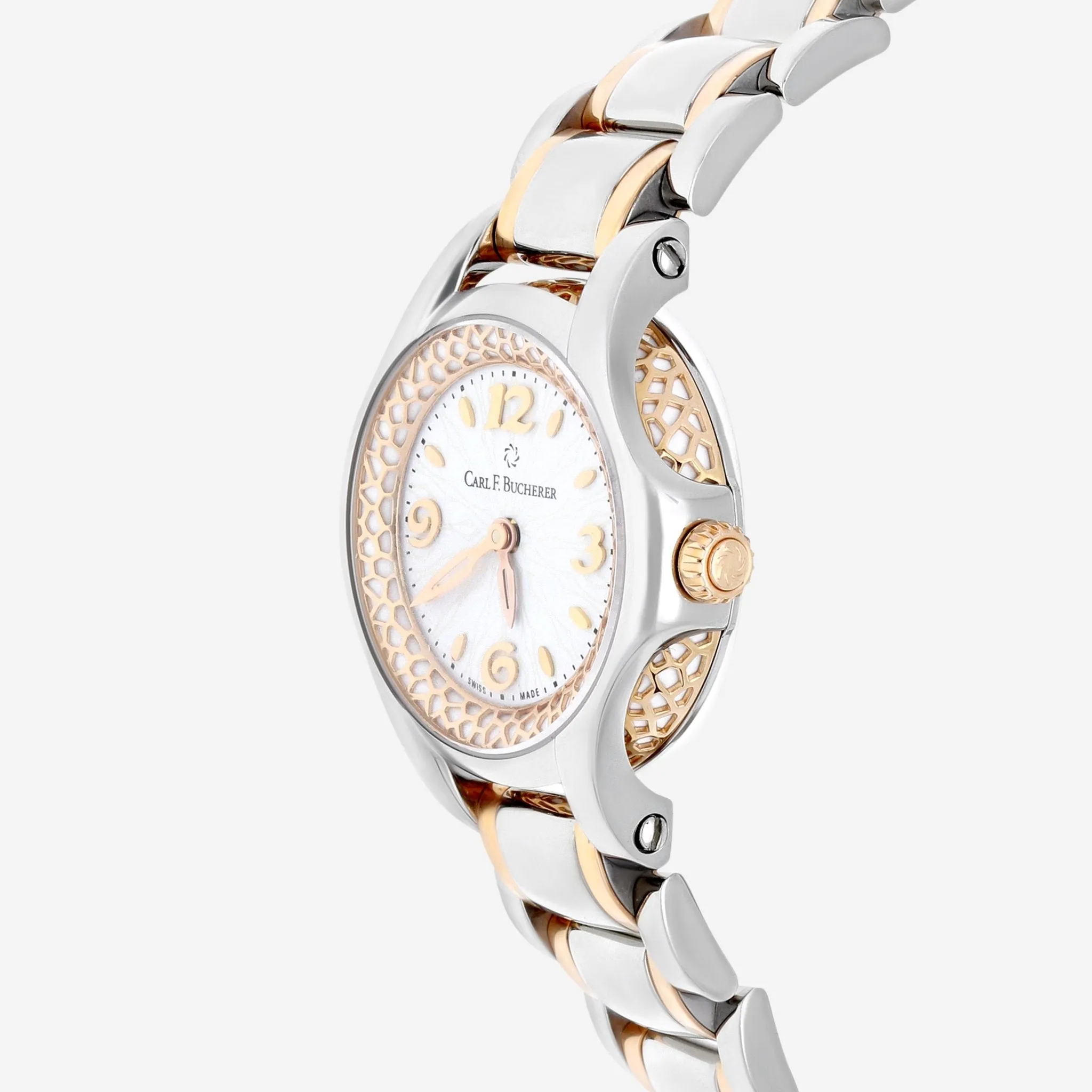 Carl F. Bucherer Pathos Princess Stainless Steel & 18K Rose Gold Quartz Ladies Watch 00.10520.07.26.21