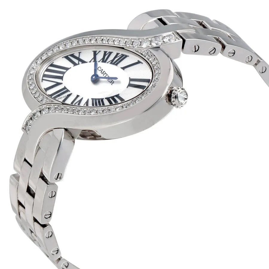 Cartier Delice de Cartier Silver Dial 18kt White Gold Diamond Ladies Watch WG800007
