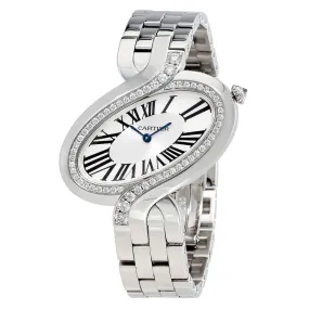 Cartier Delice de Cartier Silver Dial 18kt White Gold Diamond Ladies Watch WG800007
