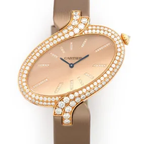 Cartier Delices Brushed Pink Gold Dial Ladies Watch WG800020