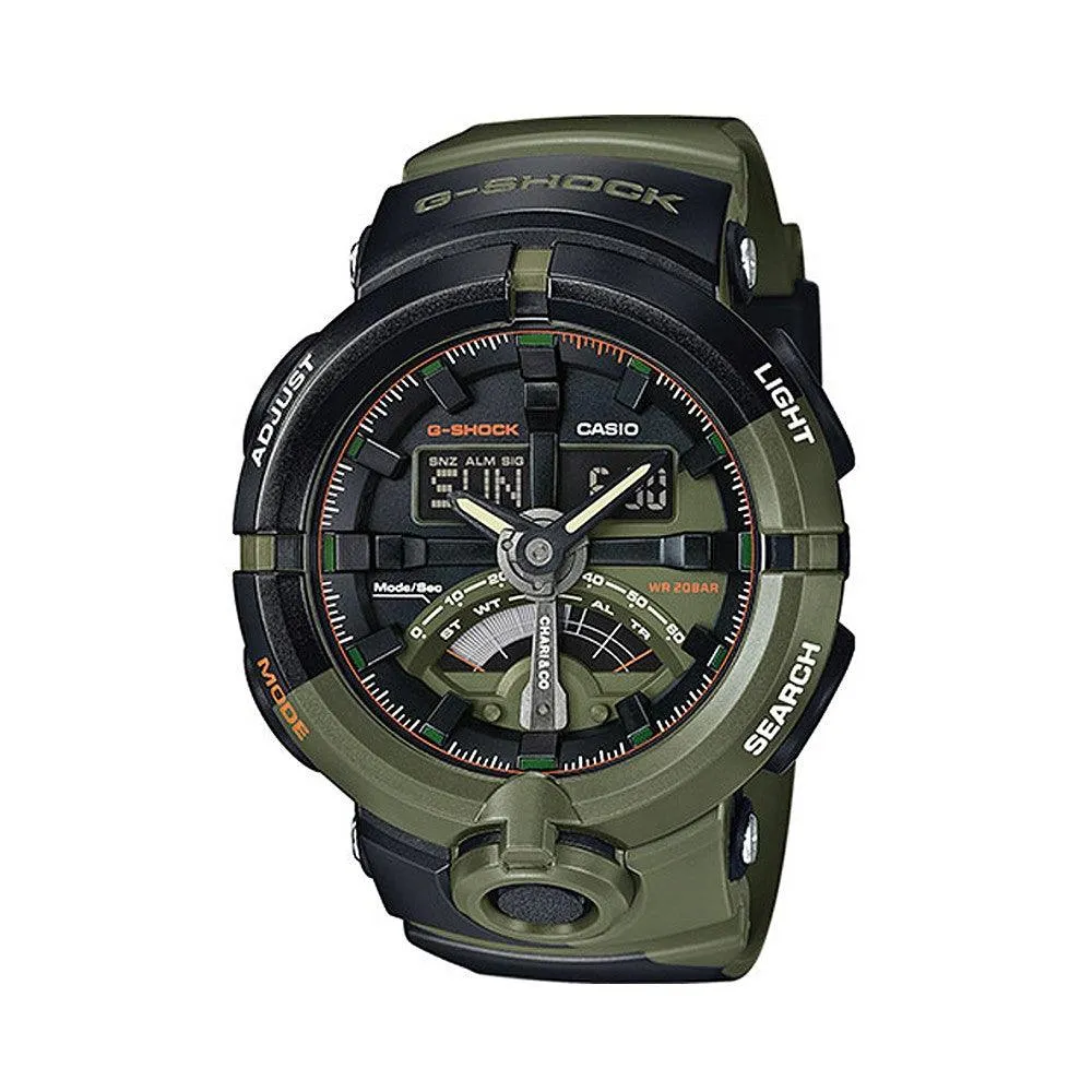 Casio G-Shock Analogue/Digital Black/Green  Pattern Watch GA500P-3A