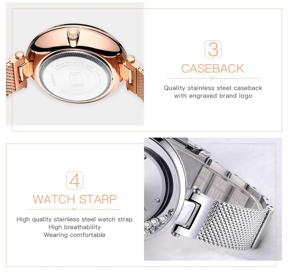 Casual Diamond Bracelet Fashion Quartz Dress Wristwatches for Women