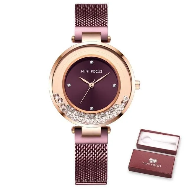 Casual Diamond Bracelet Fashion Quartz Dress Wristwatches for Women