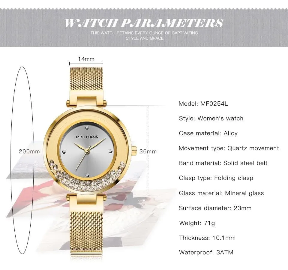 Casual Diamond Bracelet Fashion Quartz Dress Wristwatches for Women