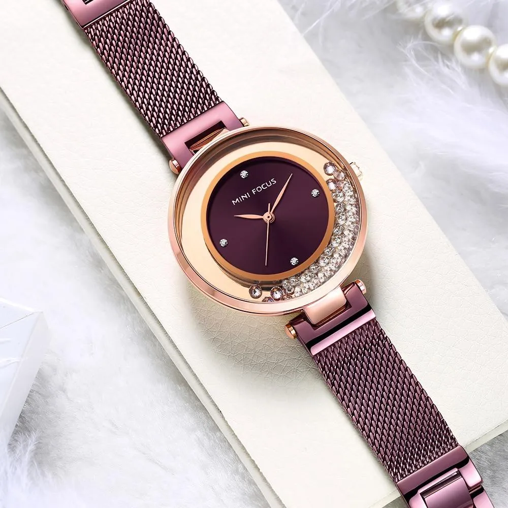 Casual Diamond Bracelet Fashion Quartz Dress Wristwatches for Women